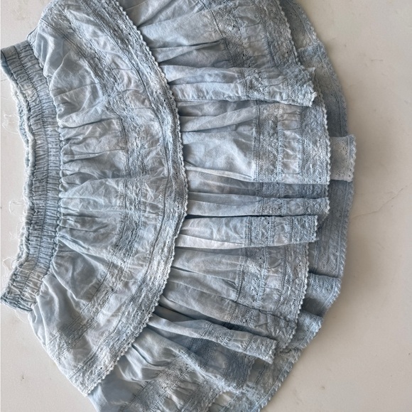 LoveShackFancy Light Blue Mini Skirt